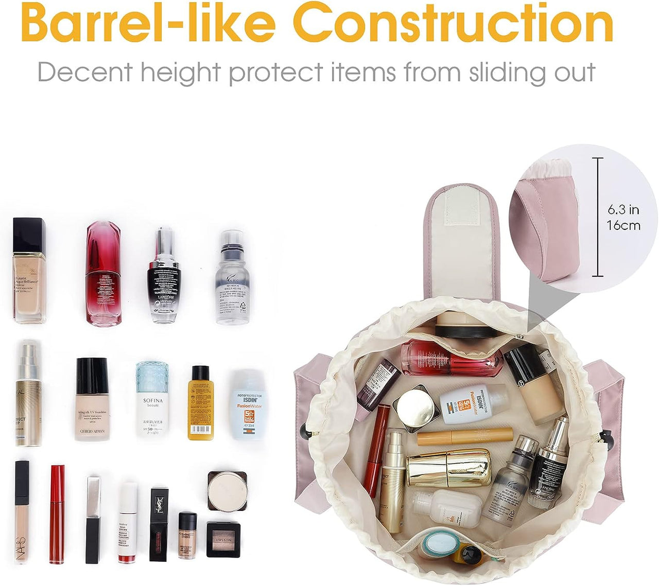 GlamGrove Barrel Beauty Bag