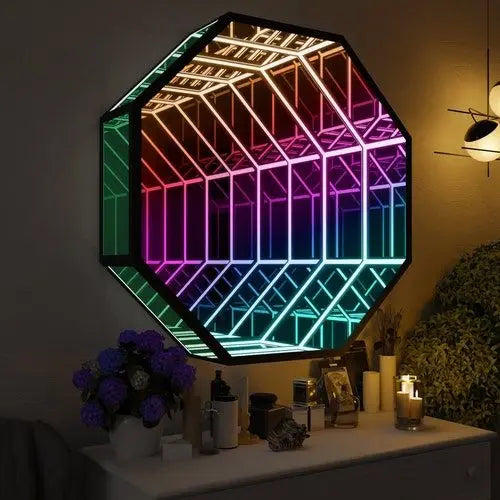 PrismGlow Polygon Mirror Wall Lights
