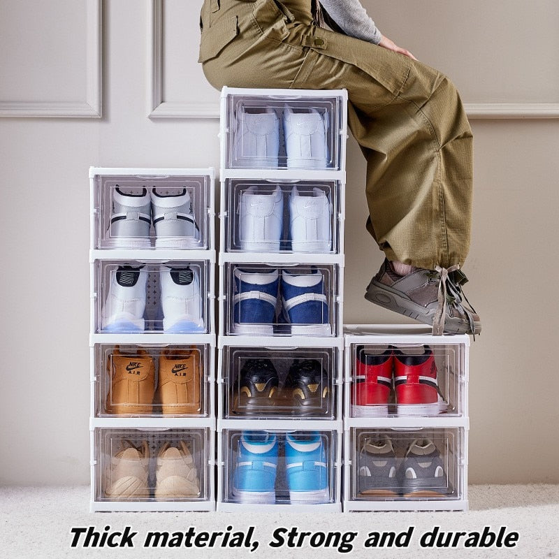 SoleLuxe CrystalCascade: 6-Tier Transparent Sneaker Sanctuary for High-Top Elegance