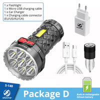 Thumbnail for Super Bright Flashlight Ultra Powerful Led Torch Light Rechargeable COB Side Light 4 Modes Outdoor Adventure 3 In 1 Flashlight