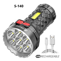 Thumbnail for Super Bright Flashlight Ultra Powerful Led Torch Light Rechargeable COB Side Light 4 Modes Outdoor Adventure 3 In 1 Flashlight