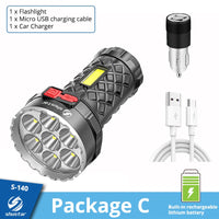 Thumbnail for Super Bright Flashlight Ultra Powerful Led Torch Light Rechargeable COB Side Light 4 Modes Outdoor Adventure 3 In 1 Flashlight