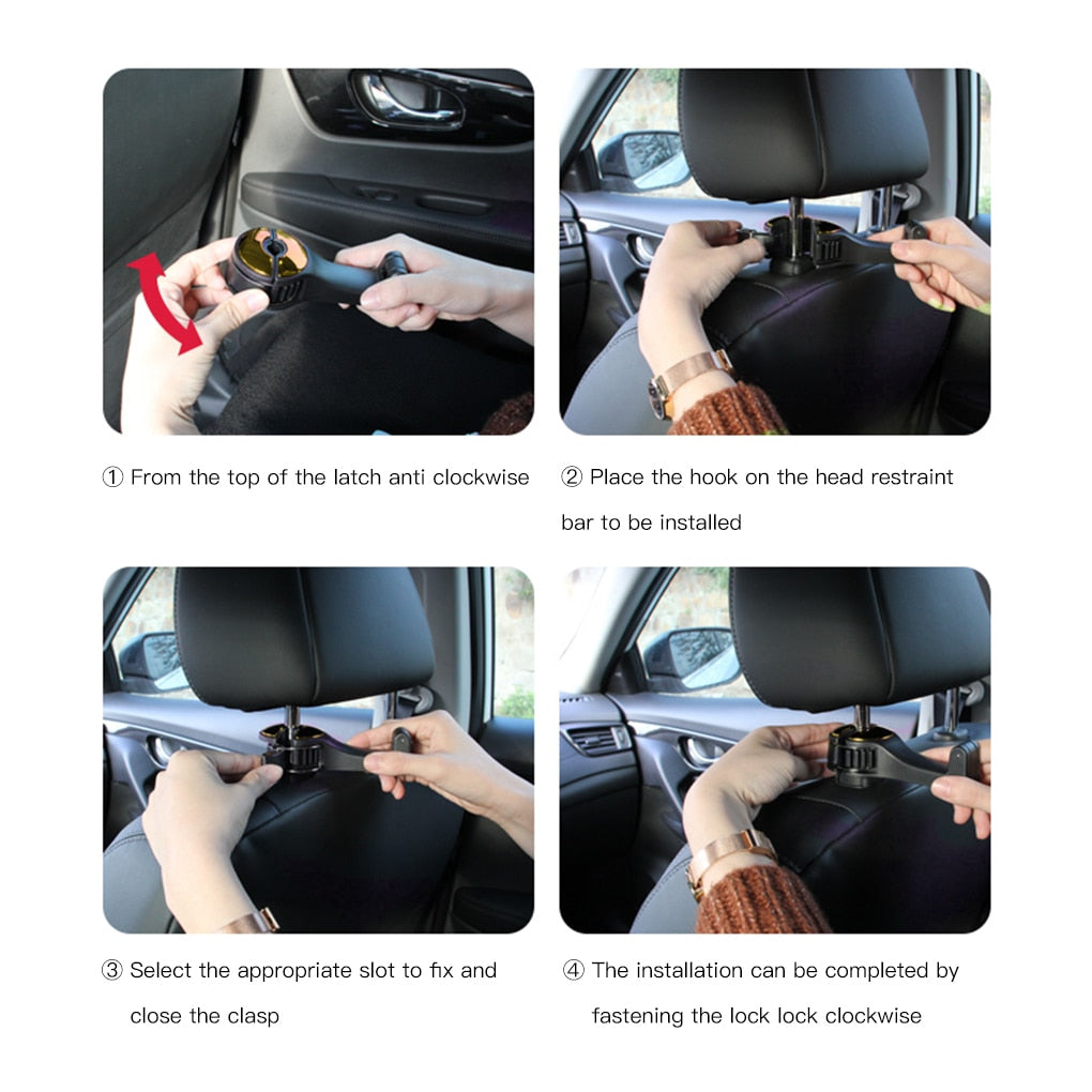 2 in 1 Car Headrest Hidden Hook