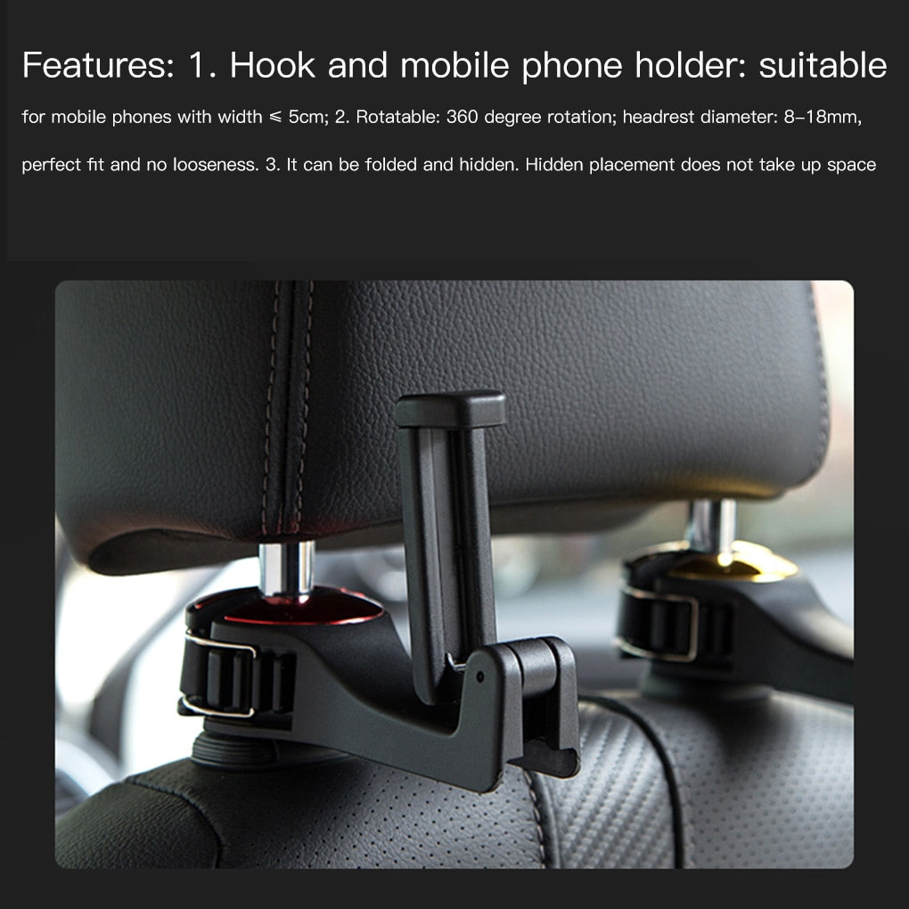 2 in 1 Car Headrest Hidden Hook