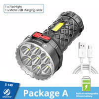 Thumbnail for Super Bright Flashlight Ultra Powerful Led Torch Light Rechargeable COB Side Light 4 Modes Outdoor Adventure 3 In 1 Flashlight
