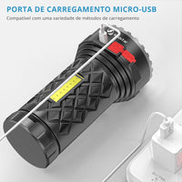 Thumbnail for Super Bright Flashlight Ultra Powerful Led Torch Light Rechargeable COB Side Light 4 Modes Outdoor Adventure 3 In 1 Flashlight