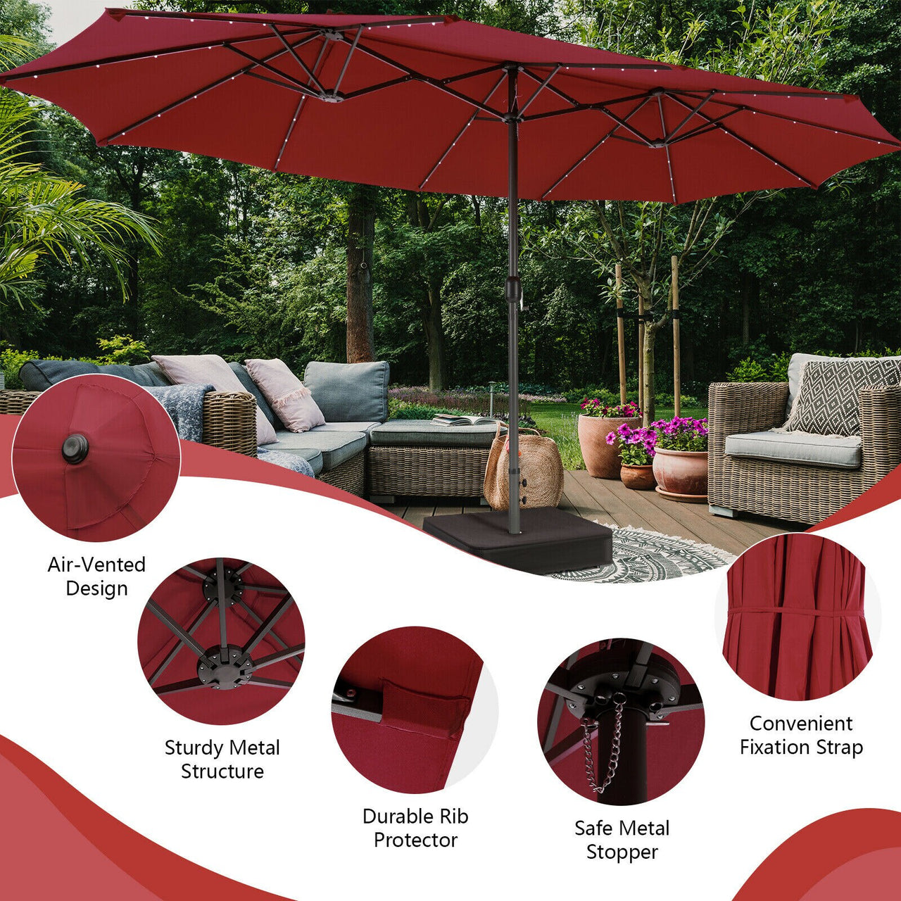 15ft Patio Market Umbrella with base