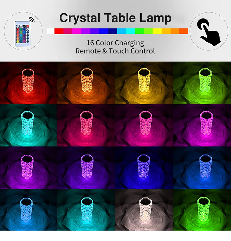 Touching Control Rose Crystal Lamp
