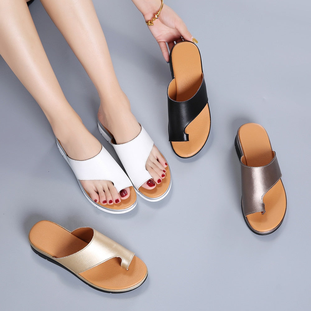 Leather Sandals Female Flip Flops