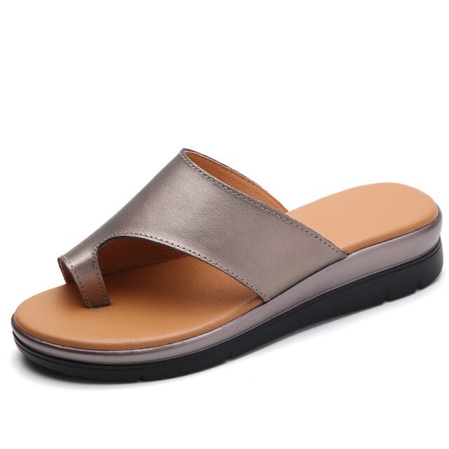 Leather Sandals Female Flip Flops