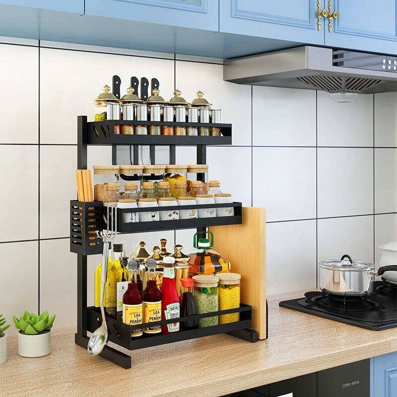 Stainless steel multi-layer kitchen rack