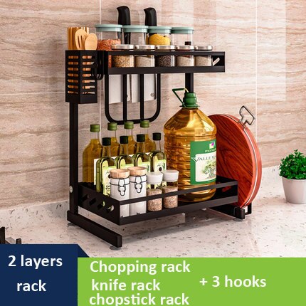 Stainless steel multi-layer kitchen rack