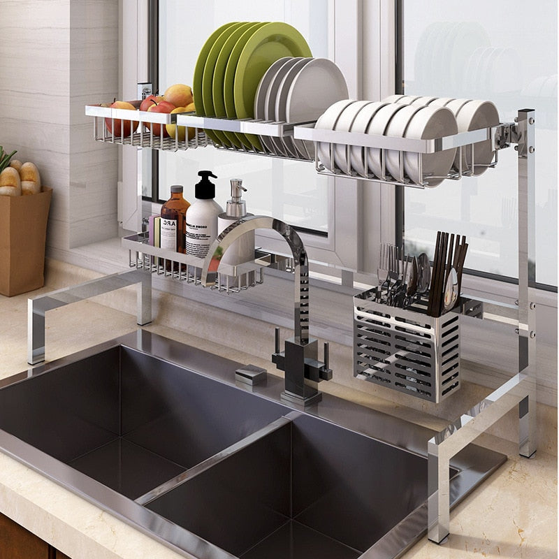 65/85cm Kitchen Shelf Storage Holders Over Sink Stainless Steel