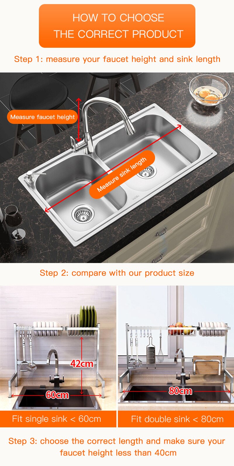 Silver Kitchen Dish Rack (65/85CM)